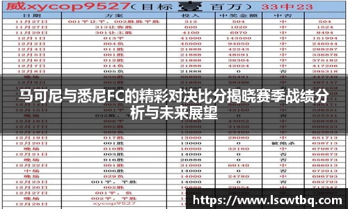 马可尼与悉尼FC的精彩对决比分揭晓赛季战绩分析与未来展望